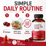 Antarctic Krill Oil 2000mg with Omega-3 EPA DHA, Astaxanthin & Phospholipids, Premium Daily Wellness, 120 Softgels Supplement