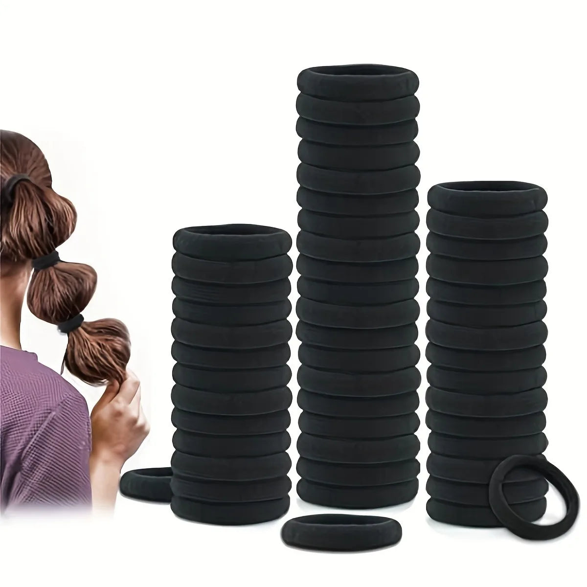 Hair Ties 100 Pcs Bulk, Seamless & Strong Hold, Diameter 1.58 Inch (4cm), for Thick & Thin Hair, Great for Gifts (Wife/Daughter)