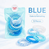 1 Pack 5 Pcs Pink Spiral Hair Ties for Women and Girls, Coil Ponytail Holders in Gift Pouch, Soft Stretch Hair Accessories for Daily Wear