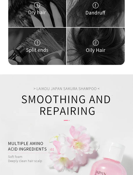 LAIKOU Japan Sakura Shampoo or Hair Conditioner Complex Oil Hair Care Repair Damaged Hair Repair Serum Oil Anti Hairs Loss
