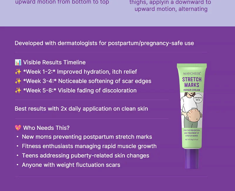 Stretch Marks Repair Cream Fade Lines Improve Duliness Tightness Long-lasting Moisturizing Smooth Enhance Elasticity Body Care