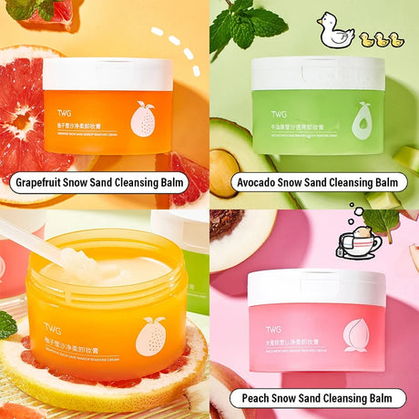 Avocado Cleansing Balm 4-in-1 Makeup Remover for Face Eyes & Lips Fast Melting No Residue Gentle Cleansing Balm Fruit Scented