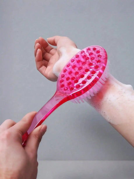 1pc Extra Long Handle Back Scrubber Brush (36.5cm), Shower Exfoliating Brush With Soft Bristles And Non-Slip Handle, Suitable For Hard-To-Reach Areas, Feet And Shoulders, Ideal For Elderly Care And Bathing Assistance, Essenti