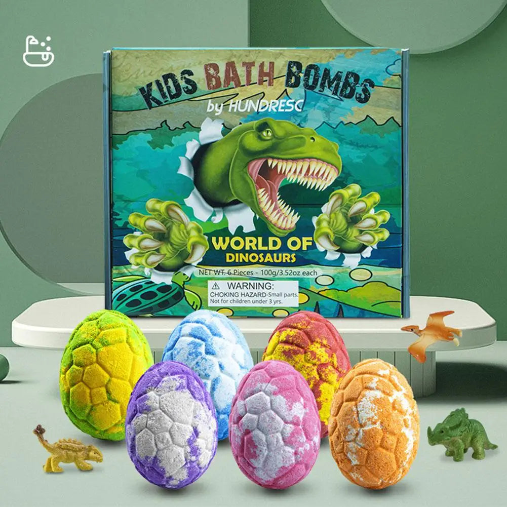 6PCS/SET Dinosaur Egg Adventure Bath Bomb Within Random Dinosaur Toy Moisturize, Stress Relief Cleasing Bathing Ball