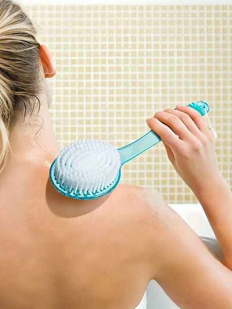 1pc Extra Long Handle Back Scrubber Brush (36.5cm), Shower Exfoliating Brush With Soft Bristles And Non-Slip Handle, Suitable For Hard-To-Reach Areas, Feet And Shoulders, Ideal For Elderly Care And Bathing Assistance, Essenti