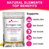 Bcuelov Collagen Max Hydrolyzed Marine Collagen Peptides Hyaluronic Acid + Vitamin C Supports Hair, Skin, Nails, Joints & Bones