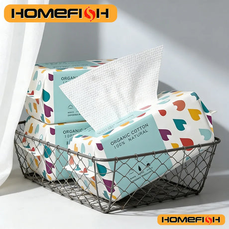 Soft Thick Disposable Cotton Facial Tissues – Dry Cleansing Wipes for Makeup Removing & Skin Care