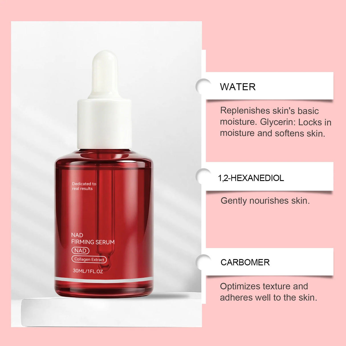 NAD+ Firming Serum Collagen Extract & Peptides Facial Serum Improve Skin Elasticity for Smoother Suitable for All Skin Types30ml