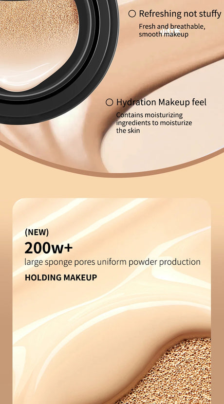OCHEAL BB Cream Air Cushion Full Coverage Waterproof Long-lasting Concealer Cushion Compact Face Makeup Foundation CC Cream