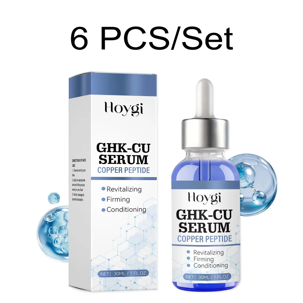 30ml Copper Peptide Serum GHK-Cu Face Firming Lifting Fade Fine Lines Shrink Pores Barrier Repair Hyaluronic Acid Moisturizer