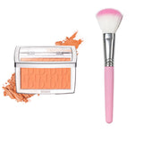 2pcs Matte Embossed Blush & Brush Long Lasting High Pigmented Multi-Purpose Blush Palette Pink Natural Color Rendering Cosmetics