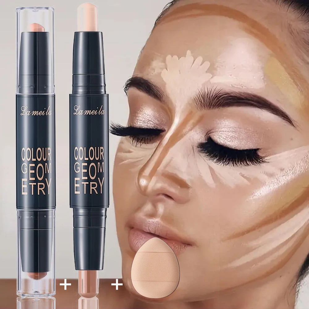 Dual-ended contour stick, facial foundation, concealer, long-lasting dark circles, correcting contour concealer, makeup