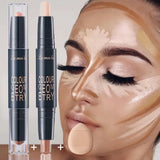 Dual-ended contour stick, facial foundation, concealer, long-lasting dark circles, correcting contour concealer, makeup