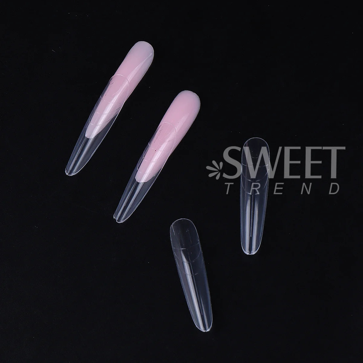 180pcs New Sandwich Nail Extension Mold Interlayer Dual Nail Forms Easy To Shape Oval/Coffin Mixed 15 Size Prolong Tool Manicure