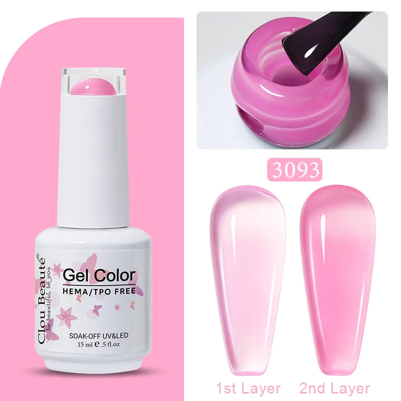 Clou Beaute Jelly Color UV Gel Manicure Summer Pink Nude Gel Nail Rainbow Nail Supplies For Professionals Semi-permanent Varnish