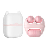 3 Roller Ice Face Roller Cooling Facial Massager with Cat Ear Storage Case Reduce Puffiness Jawline Neck Eye Skincare Massage To