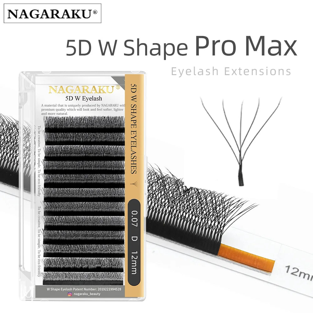 NAGARAKU Ship from USA 10 Cases W Shape 3D 4D 5D Eyelashes Free Tax Fast Shipping Delivery in 2-5 days Mix8-15mm Size
