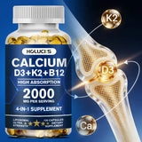 Calcium + D3 + K2 + B12 Capsules, Strength Bone & Teeth, Muscle Health, Replenish Joints, Support Immune Function