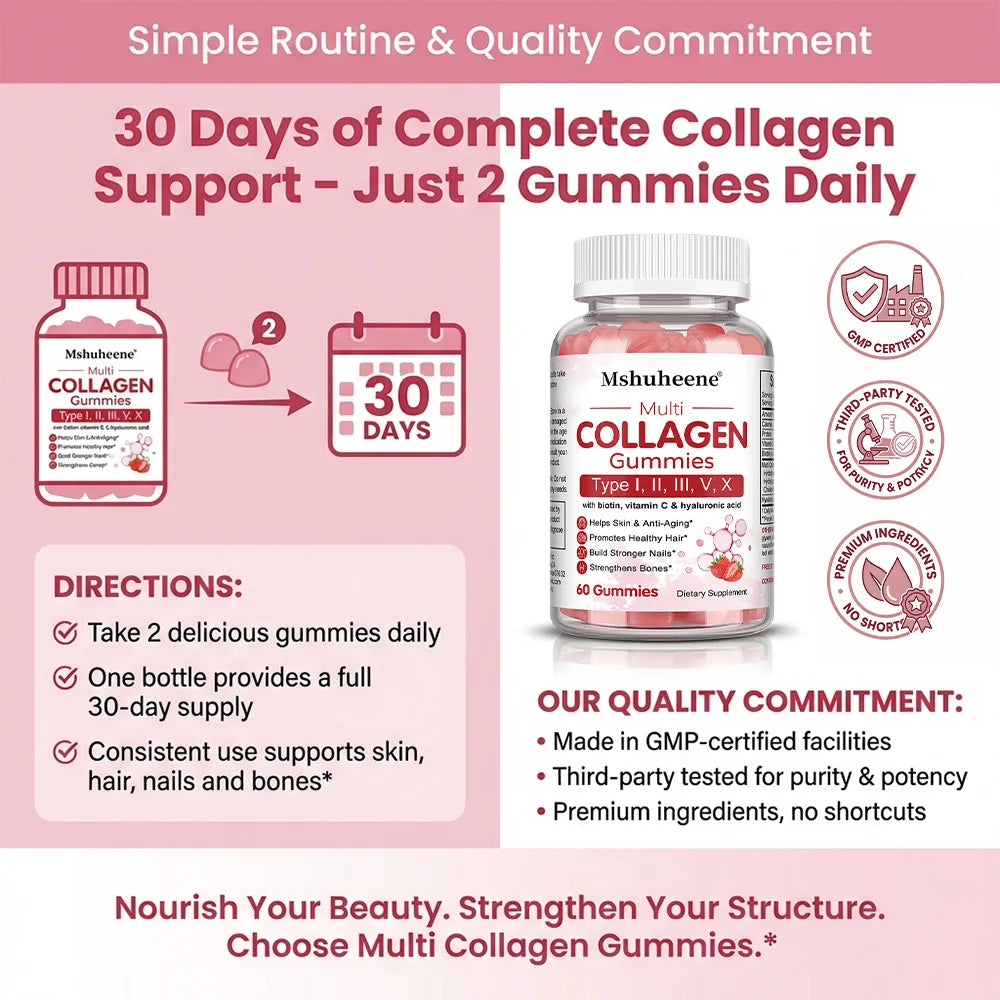 Collagen Complex Gummies, with Biotin & Vitamin C, Supports Skin, Hair, Nail, Joint Wellness, Gut Health & Digestion, Anti-Aging