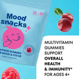 Mood Snacks - Kids Saffron Gummies, Natural Berries Supplements Offer Mood Support and Calms Temper Tantrums, Sugar Free Gummies