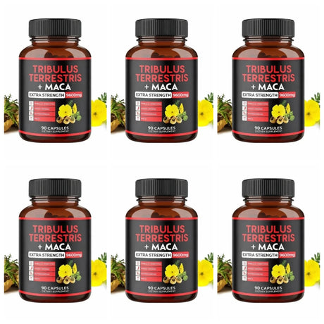 Tribulus Terrestris + Maca Root Extract Supplement Supports Energy Vitality Natural Herbal Health Non-GMO 90 Vegan Capsules