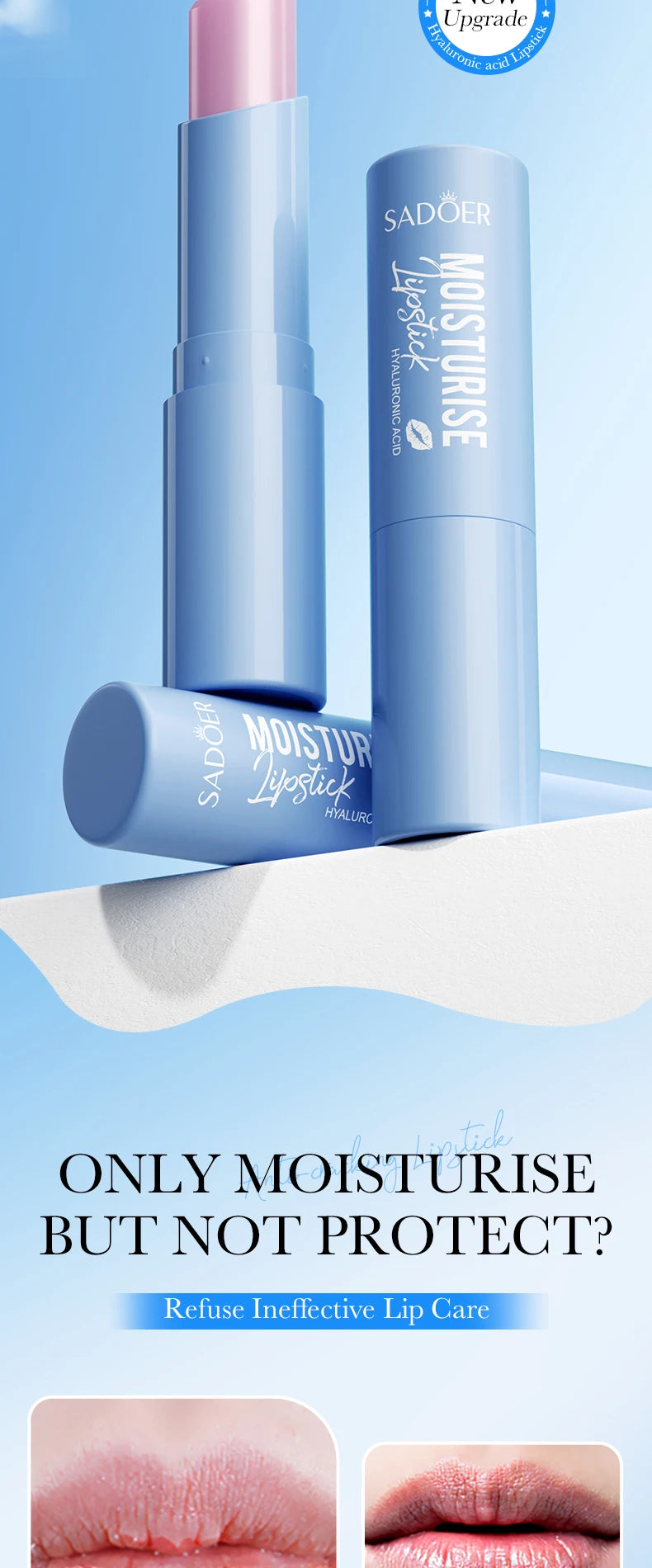 SADOER 1/5/10/15/20PCS Hyaluronic Acid Lip Balm Long-Lasting Moisturizing Lip Care, Hydrating & Nourishing Soothe Dryness