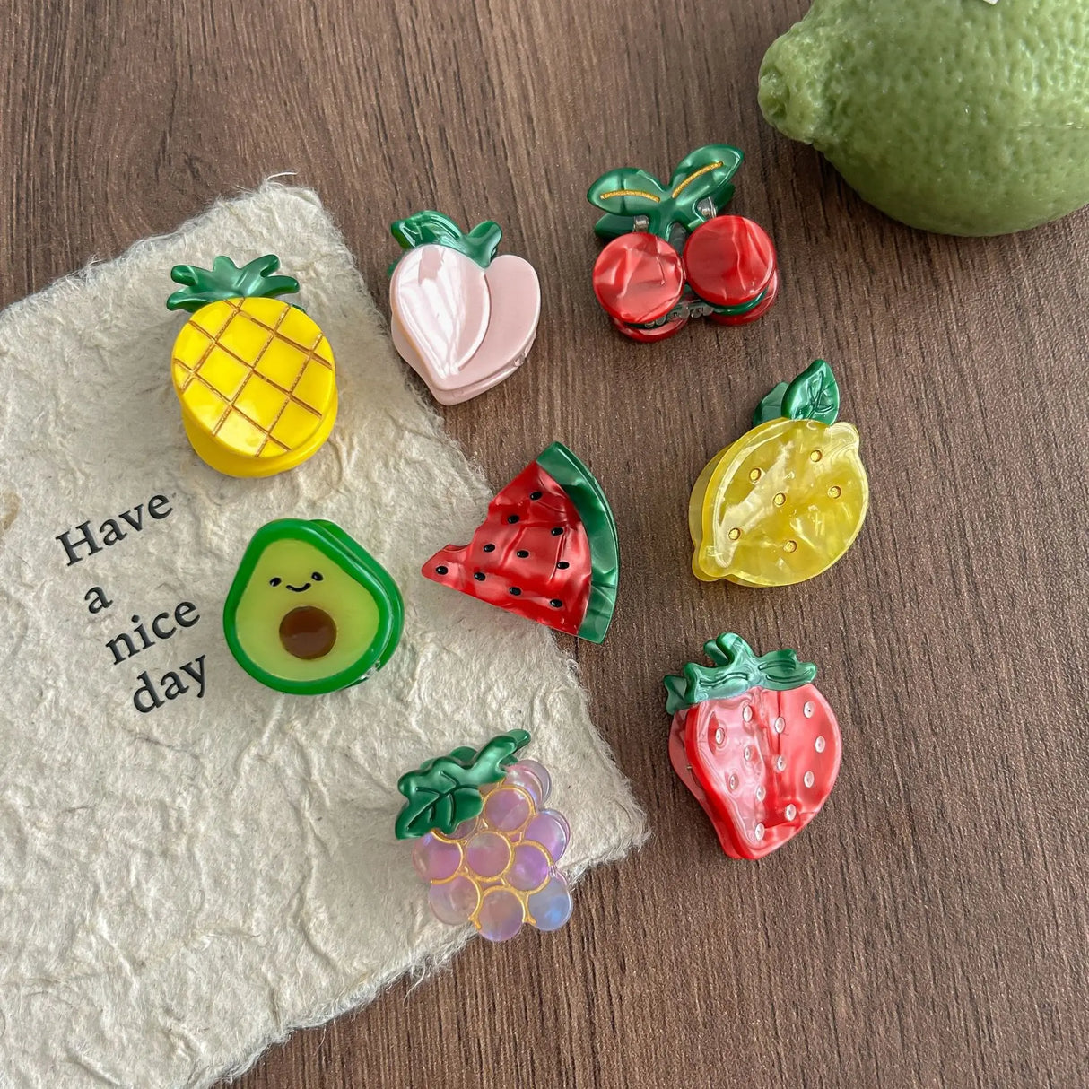 Cute Acetic Acid Strawberry and Watermelon Fruit Series Mini Hair Clips Sweet and Girly Small Size Bangs Hair Clips for Women