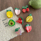 Cute Acetic Acid Strawberry and Watermelon Fruit Series Mini Hair Clips Sweet and Girly Small Size Bangs Hair Clips for Women