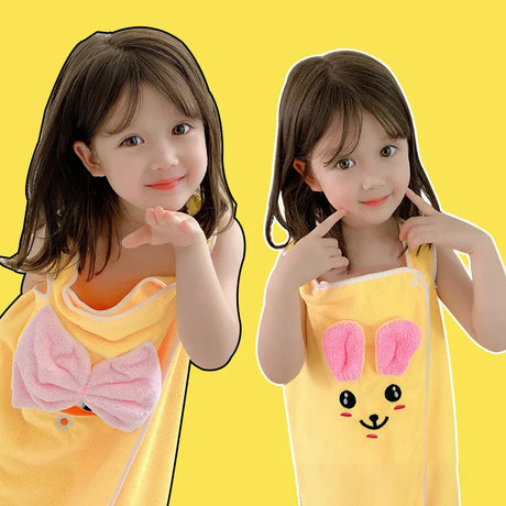 Children's bath towel, bathrobe, Wrap shower skirt Super soft children's absorbent beach towel suitable for 3-1 4year old girls