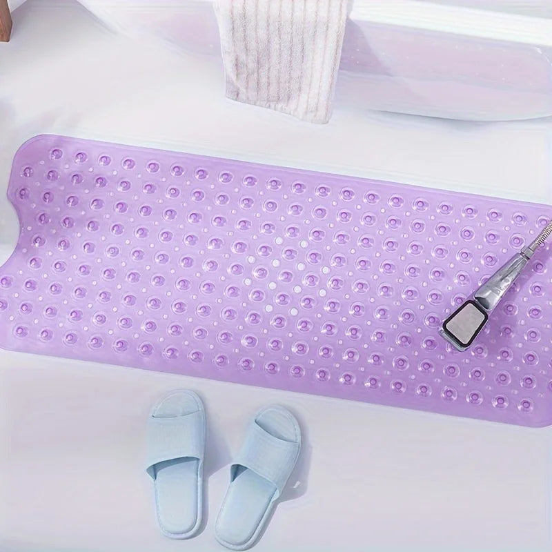 1Pc non-slip shower mat bathtub mat with drain holes and suction cups machine washable household bathroom shower carpet bathroom