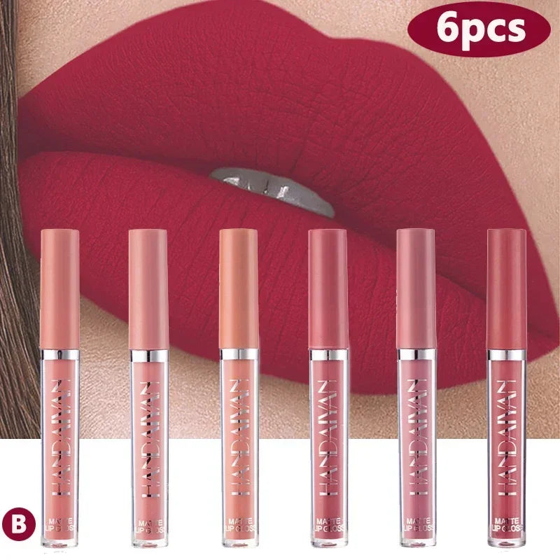 HANDAIYAN 1/6 PCS Lipstick Set Make-up for Women Non Stick Cup Waterproof Long Lasting Cosmetics Korean Makeup Matte Lipstick