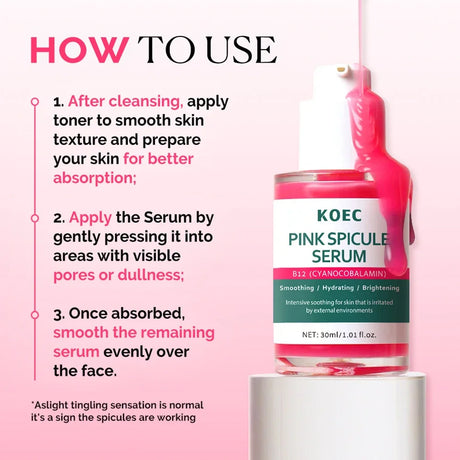 Pink Spicule Pore Tightening Anti-Aging Serum,ull Hydrating Protecting Skin Bright Revitalizing Unisex Essence