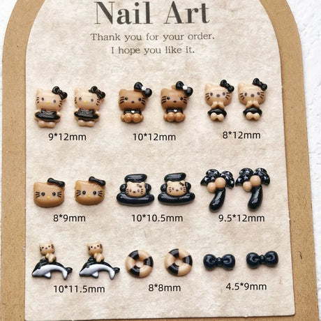 50PCS Nail Parts Charms Cute Cartoon Hello Kitty Nail Art Jewelry Decoration Phone Case Hairpin Manicure Press On Accessories