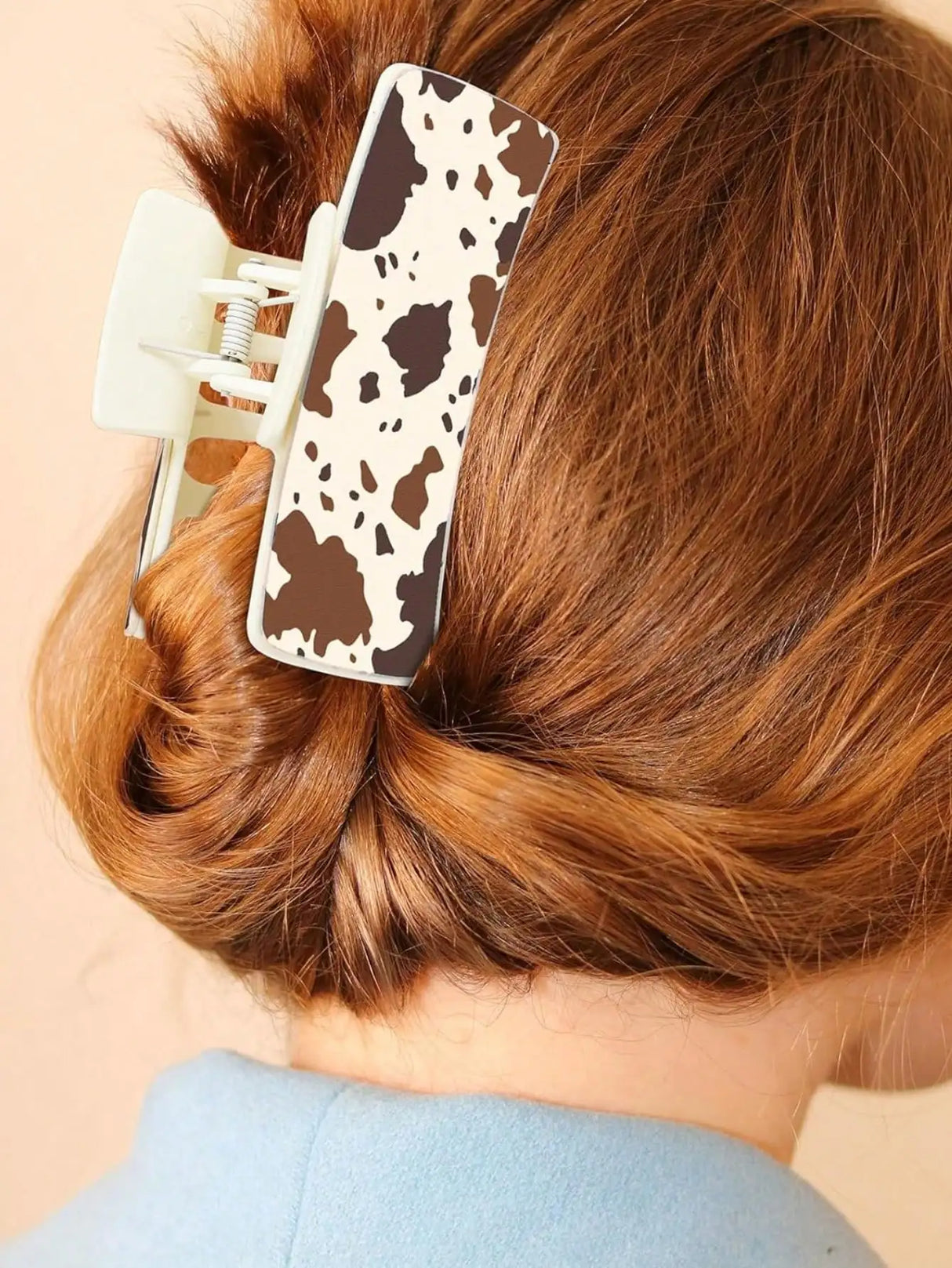Western Leather Hair Claw Clips Sunflower Floral Square Claw Clips for Hairstyling Southwest Cow Print Cowhide Hair Accessories