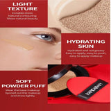 Long Wear Air Cushion Foundation Natural Finish Whitening Concealer Oil Free Makeup Base for Women Lightweight Cover