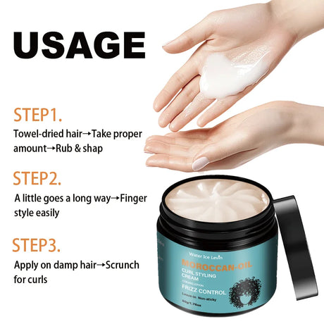 Non Sticky Leave In Curl Lotion Moroccan Oil Formula Shine Boost Maintain Bounce Nourish Dry Hair Tips Daily Curly Hair Care 50g