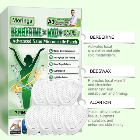 Berberine NAD+ 10-IN-1 Advanced Nano Microneedle Patch Activate Local Loop Daily Body Care Patch with Microdarts Technology