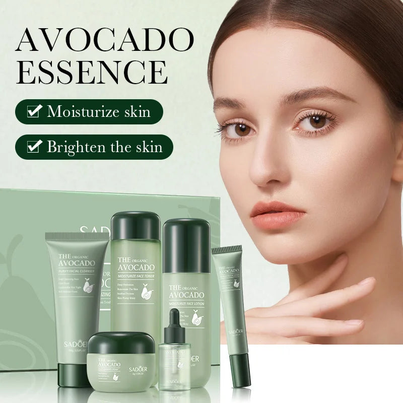 Avocado Skincare 6-Piece Set Includes Nourishing And Moisturizing Eye Cream, Face Cream, And Anti-Wrinkle Skincare Products.