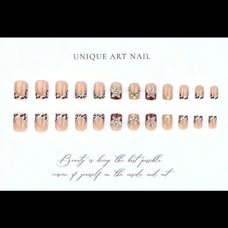 Y2K Cool Girl 3D Embossed Leopard French Press On Nails 24Pcs European Style Self Adhesive Reusable False Nails Daily Party Beauty Accessory