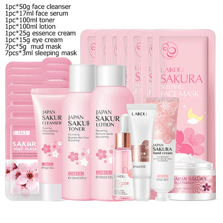 Green Tea Skin Care Kit Korean Cosmetic Moisturizing Exfoliate Beauty Face Care Set For Women Sakura Products kit
