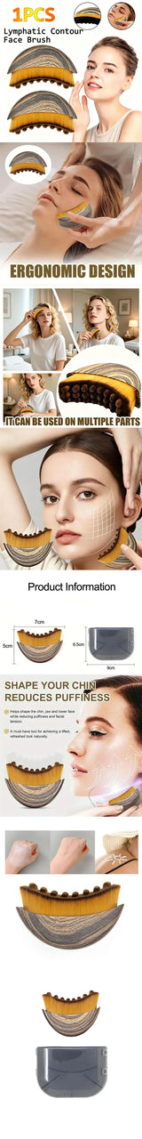 Precise Fit Ergonomic Lymphatic Contour Face Brush Face Lymph Drainage Massager V Line Sculpt Skin Tightening Beauty Tool
