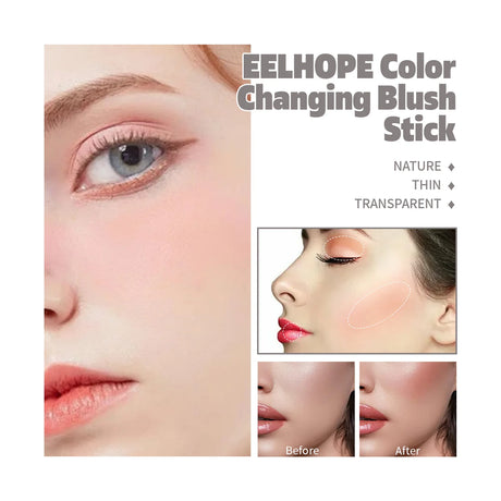 Color Change Blush Stick Tinted Moisturizing Long-Lasting Lip Cheek Eye Lightweight Cream Multi Stick Makeup Contour Cosmetics