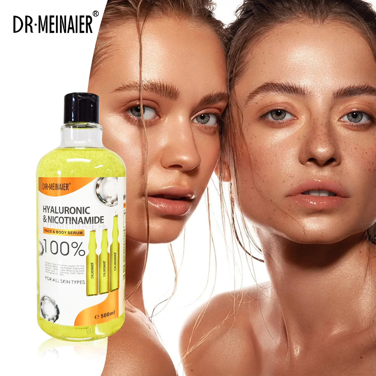 500ML Vitamin C AHA HYALURONIC& NICOTINAMIDE Face Serum Moisturizing Lightening Body Cream