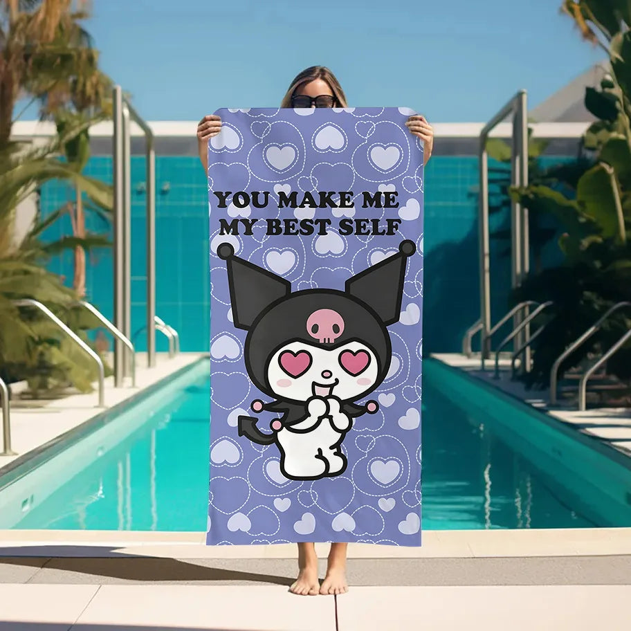 K-kuromi Bathroom Towels Bathroom Set Accessories For Bath Turban for Hair Drying Spa Personal Care Sauna Home Large Gym Towel
