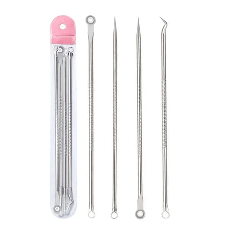 4PCS Acne Blackhead Comedone Black Spot Pimple Blemish Remover Skin Care Women Beauty Acne Treatment Pore Cleanser Needle Hook