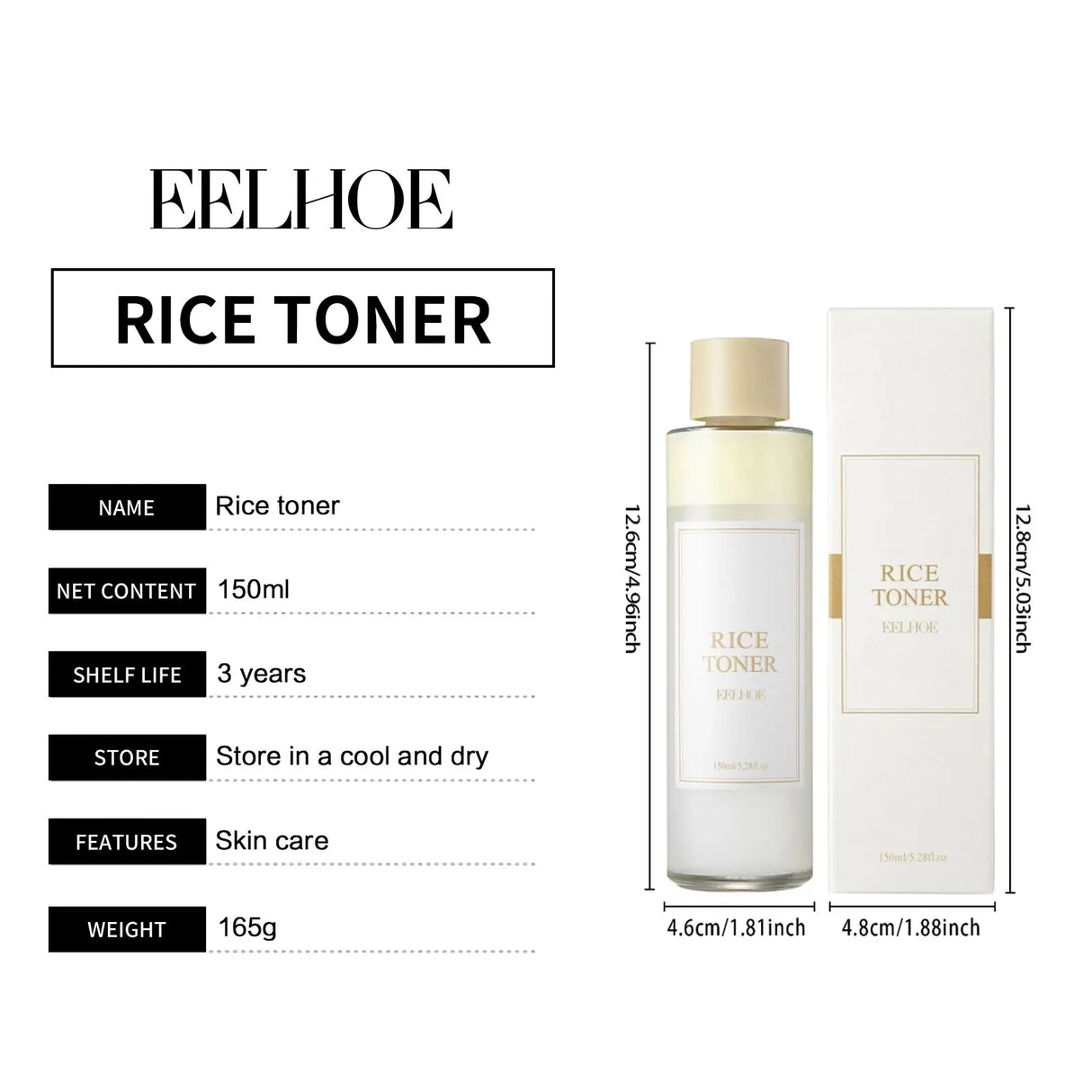 EELHOE Rice Toner Smooth Moisturizing Skin Barrier Repair Pore Minimizer Oil Control Refreshing Rice Toner for Face Care 150ml