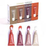 4 Pcs Mini Lip Butter Balm Set Moisturizing Vanilla Beige Brown Sugar Makeup Fast Ship Gift Kit