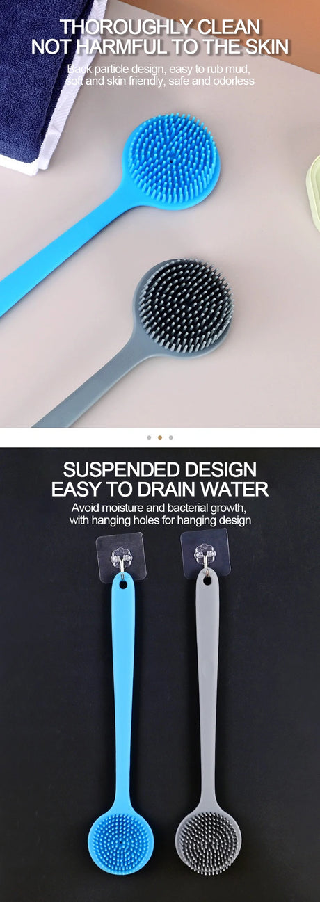 Silicone Shower Brush Body Exfoliating Dry Brushing Bathroom Back Bath Brush for Shower Brush for The Back