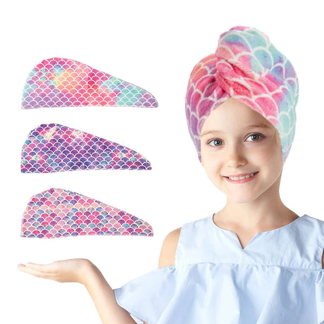 1/3 pcs Water-absorbing quick-dry children's hair drying cap, bathroom, living room essential hair drying supplies