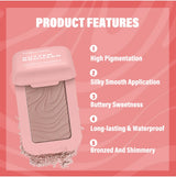 Professional Makeup Powder Blush 12HR Wear Vegan Formula Blusher Makeup Blush in Bar Cosmetics Palette Powder Pink Cream Face